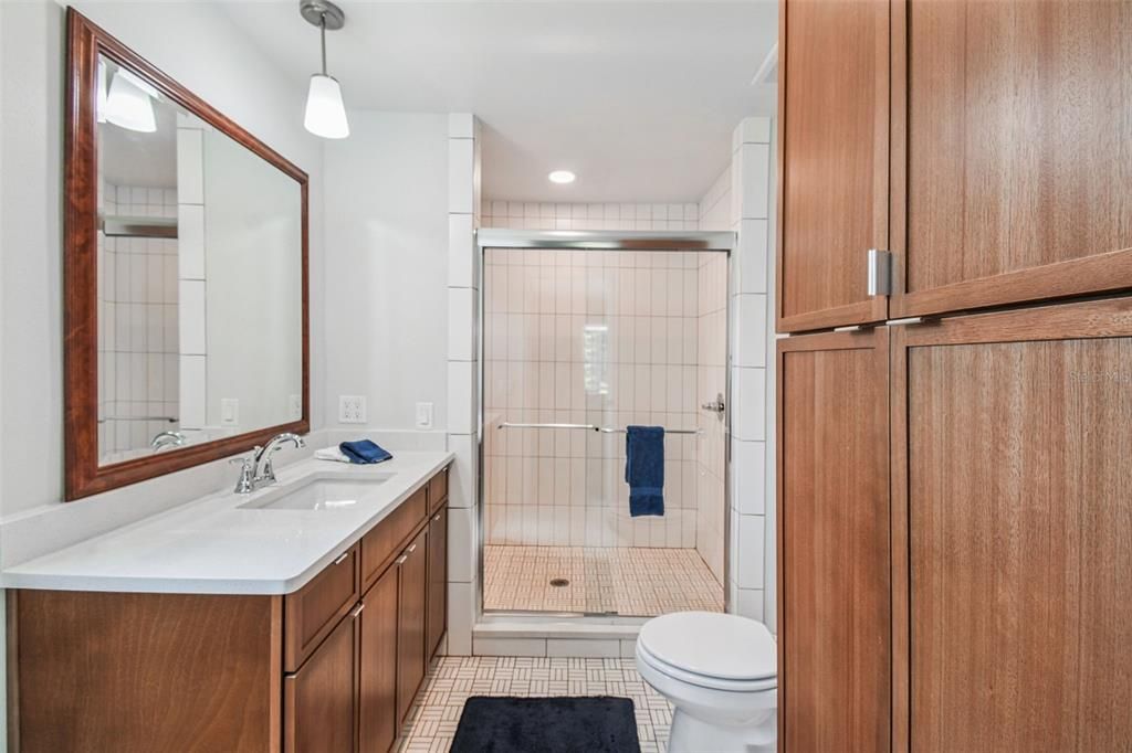 Bathroom, Glass Shower, Interior, Pendant Lights, Recessed Lighting