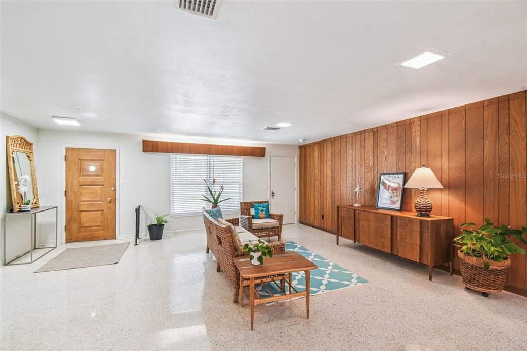 Interior, Living room, Recessed Lighting, Wooden Walls