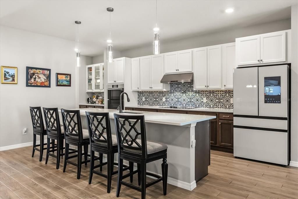 Interior, Kitchen, Pendant Lights, Recessed Lighting, Wood Texture Flooring