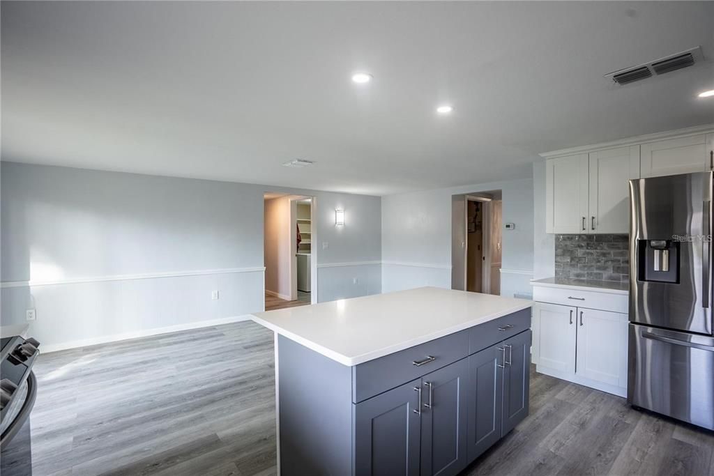 Interior, Kitchen, Recessed Lighting, Wood Texture Flooring