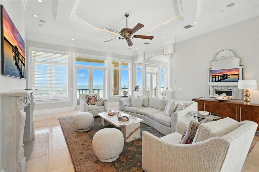 Fireplace, Interior, Living room, Recessed Lighting, Water