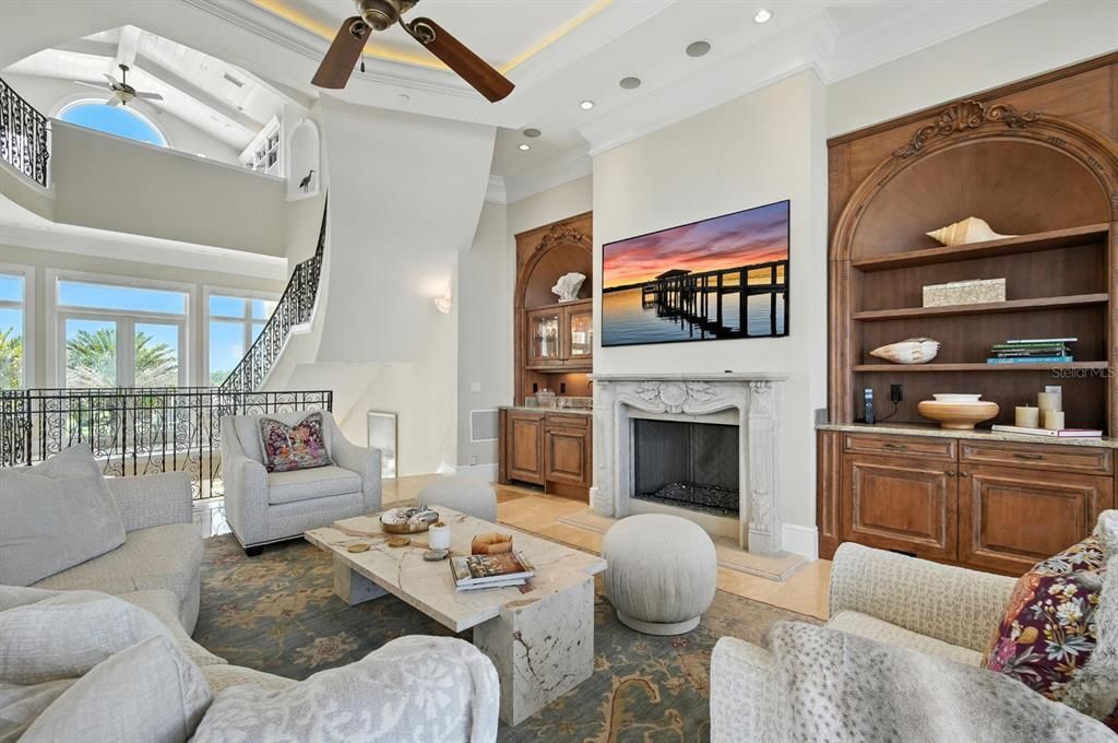 Fireplace, Interior, Living room, Recessed Lighting