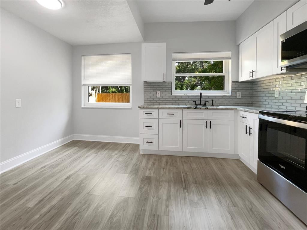 Interior, Kitchen, Recessed Lighting, Wood Texture Flooring