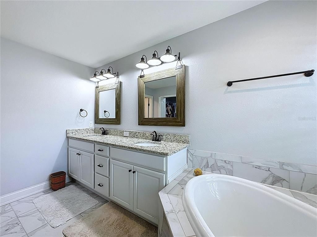 Bathroom, Dual Sink Vanities, Interior, Marble, Tile Countertops