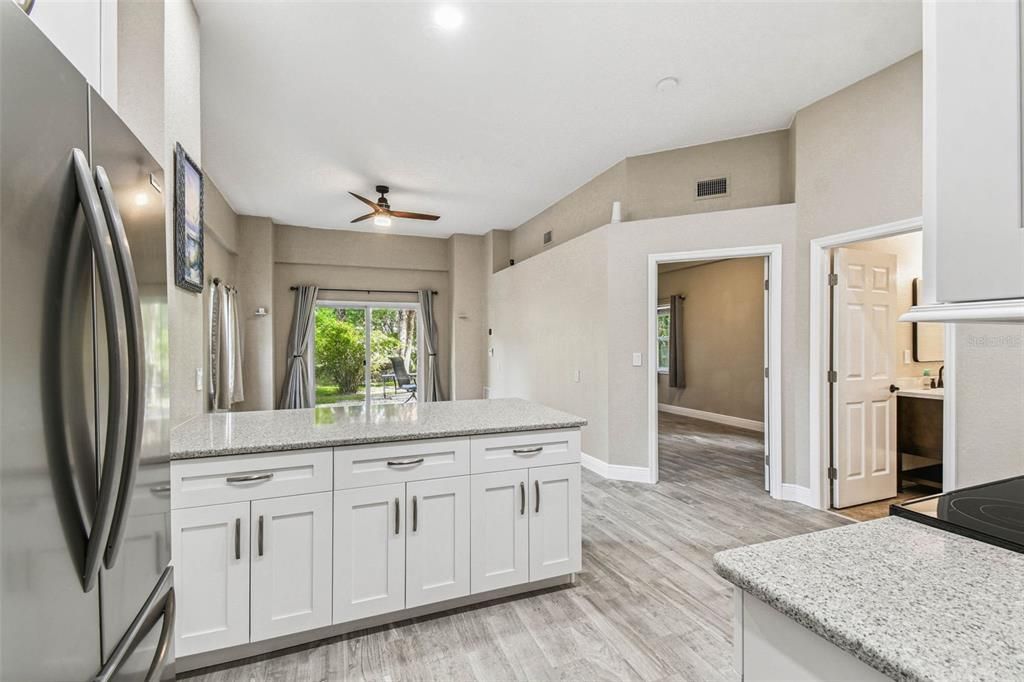 Interior, Kitchen, Recessed Lighting, Wood Texture Flooring