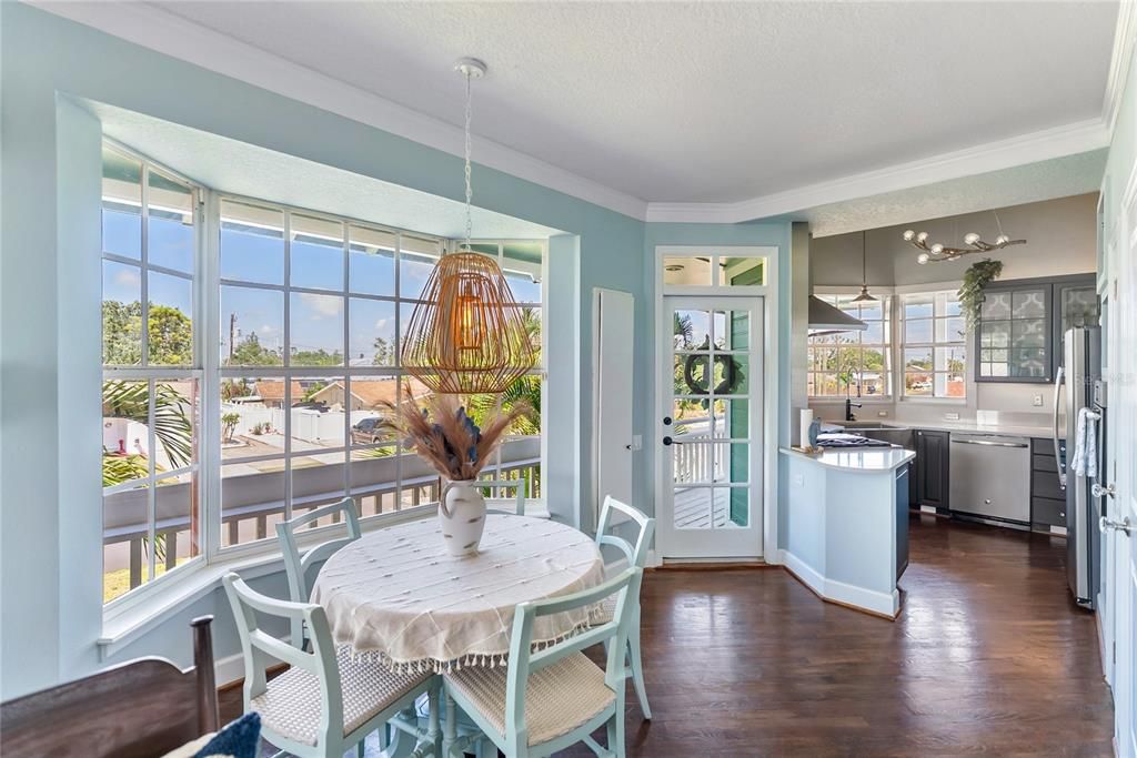Dining room, Interior, Kitchen, Pendant Lights, Wood Texture Flooring
