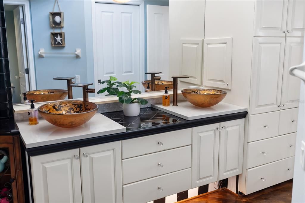 Interior, Kitchen, Tile Countertops, Wood Texture Flooring