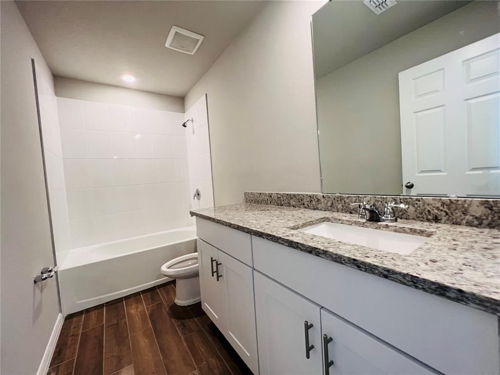 Bathroom, Interior, Recessed Lighting, Wood Texture Flooring