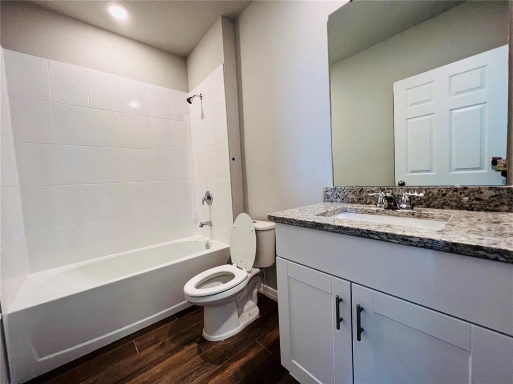 Bathroom, Interior, Recessed Lighting, Wood Texture Flooring