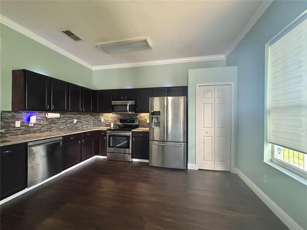 Interior, Kitchen, Stainless Steel Appliances, Wood Texture Flooring