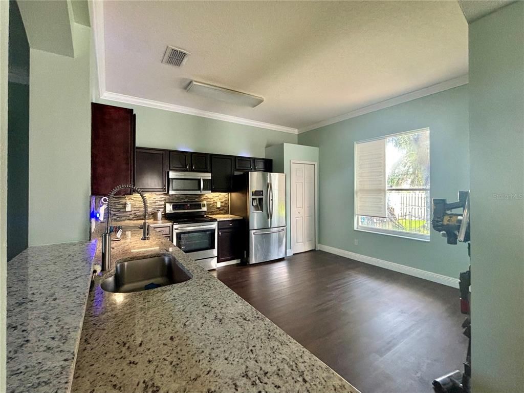 Interior, Kitchen, Stainless Steel Appliances, Wood Texture Flooring