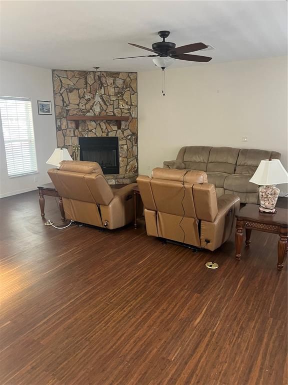 Fireplace, Interior, Living room, Stone Walls, Wood Texture Flooring