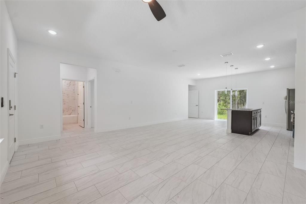 Empty room, Interior, Marble, Pendant Lights, Recessed Lighting