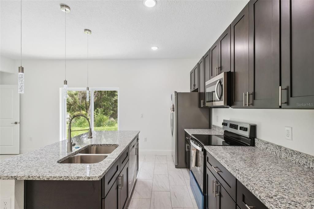 Interior, Kitchen, Marble, Pendant Lights, Recessed Lighting