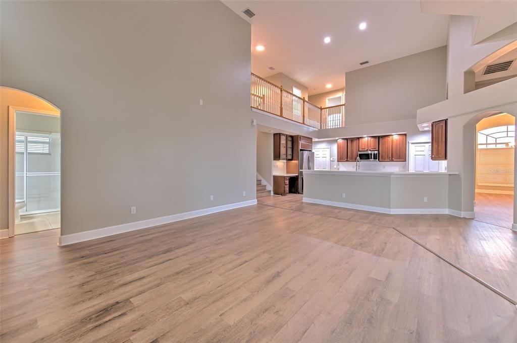 Interior, Kitchen, Recessed Lighting, Wood Texture Flooring