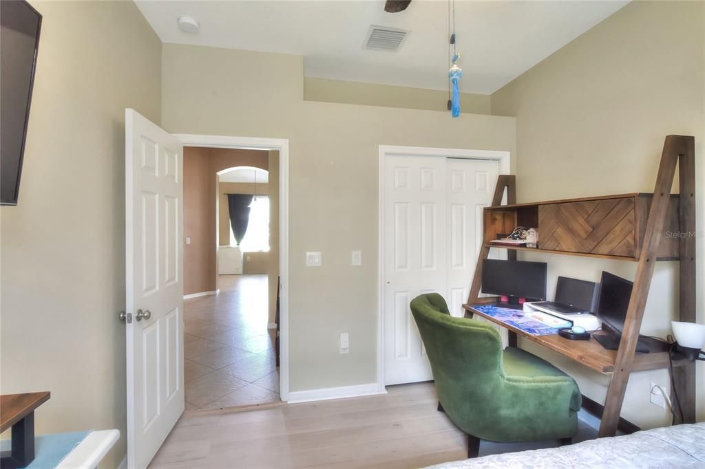 Home Office, Interior, Pendant Lights, Wood Texture Flooring