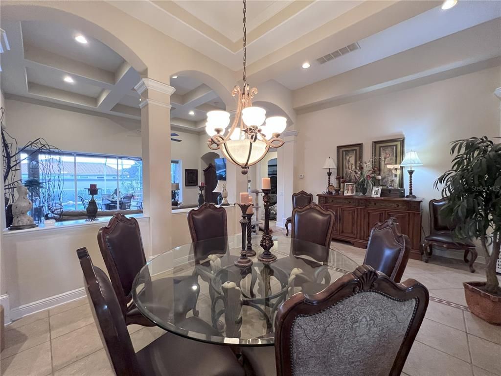 Chandelier, Dining room, Interior, Recessed Lighting