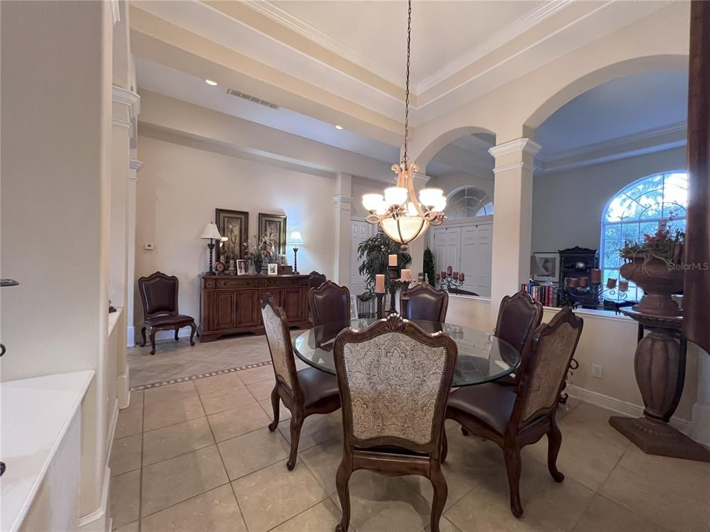 Chandelier, Dining room, Interior, Recessed Lighting
