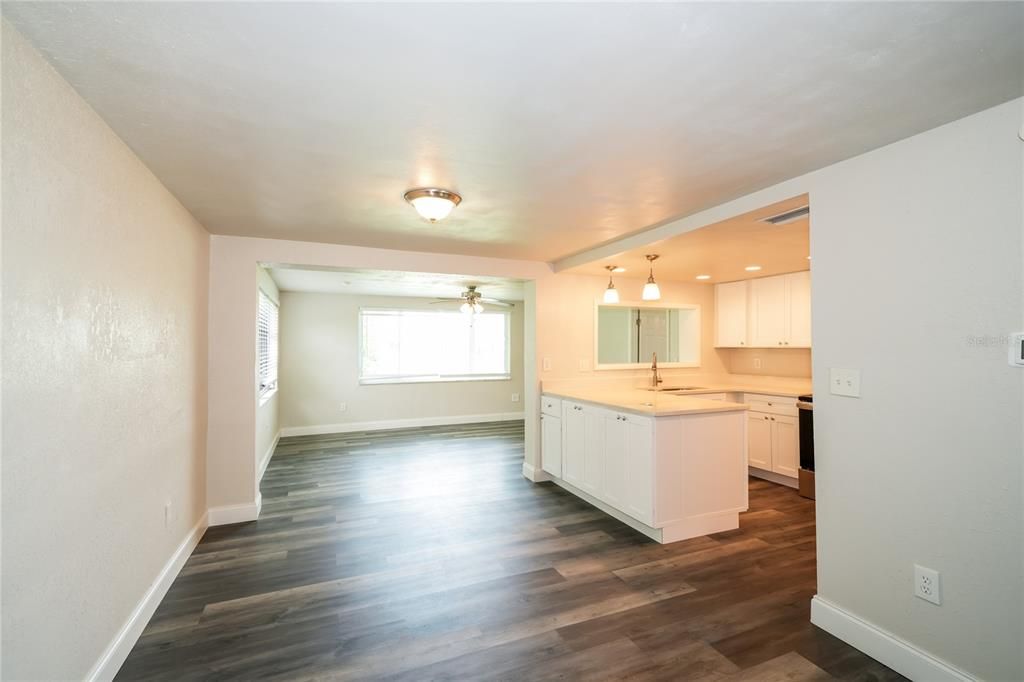 Interior, Kitchen, Pendant Lights, Recessed Lighting, Wood Texture Flooring