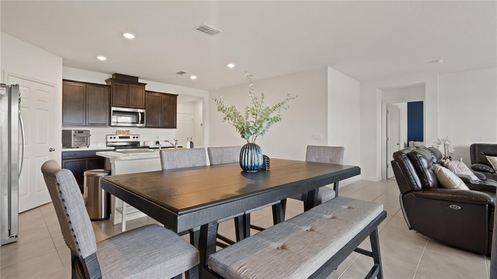 Dining room, Interior, Kitchen, Living room, Recessed Lighting, Stainless Steel Appliances