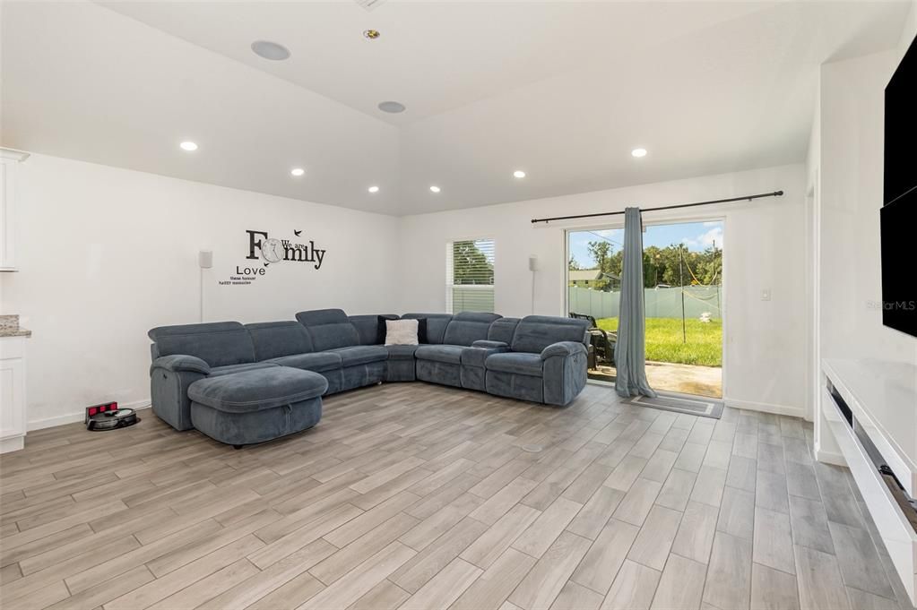 Interior, Living room, Recessed Lighting, Wood Texture Flooring