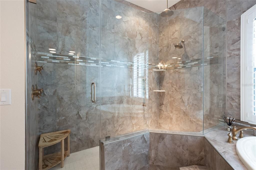 Bathroom, Glass Shower, Interior, Marble Walls