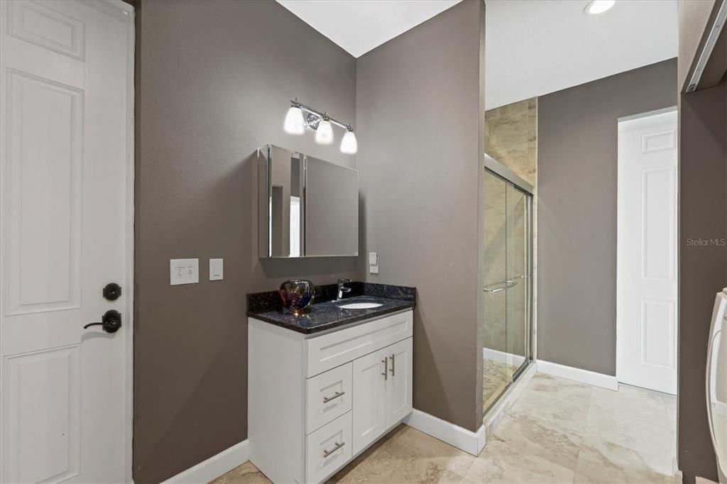 Bathroom, Glass Shower, Interior, Recessed Lighting