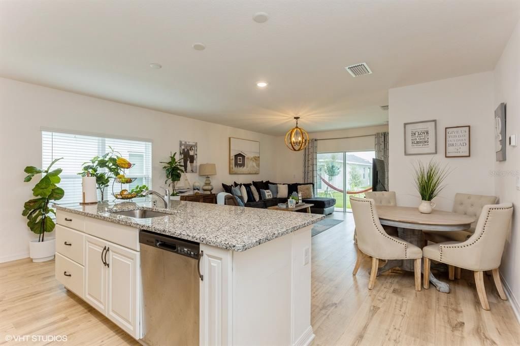 Dining room, Interior, Kitchen, Living room, Pendant Lights, Recessed Lighting, Wood Texture Flooring