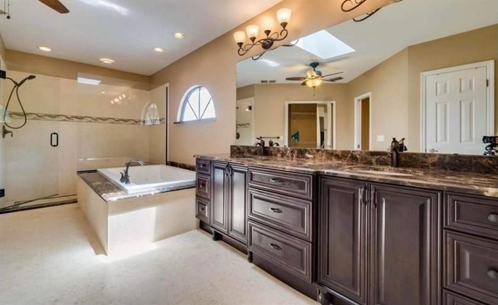 Bathroom, Dual Sink Vanities, Glass Shower, Interior, Recessed Lighting