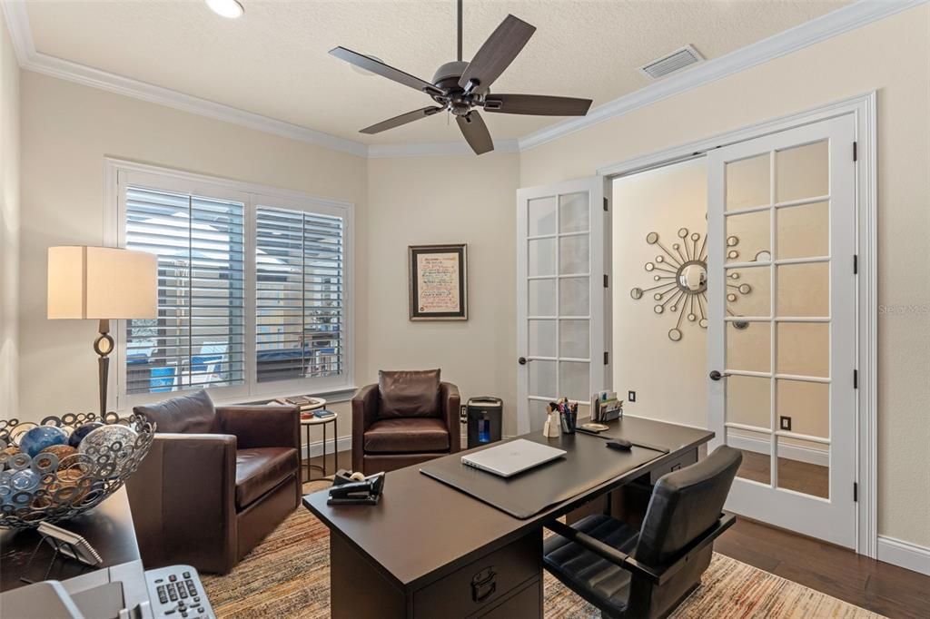 Home Office, Interior, Living room, Recessed Lighting, Wood Texture Flooring