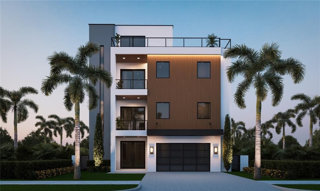 Attached, Exterior, Facade, Modern