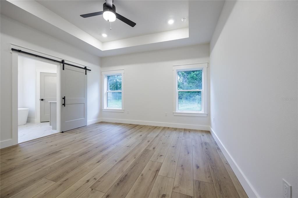 Bathroom, Empty room, Interior, Recessed Lighting, Wood Texture Flooring