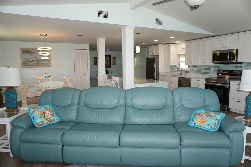Dining room, Interior, Kitchen, Living room, Pendant Lights, Recessed Lighting, Stainless Steel Appliances