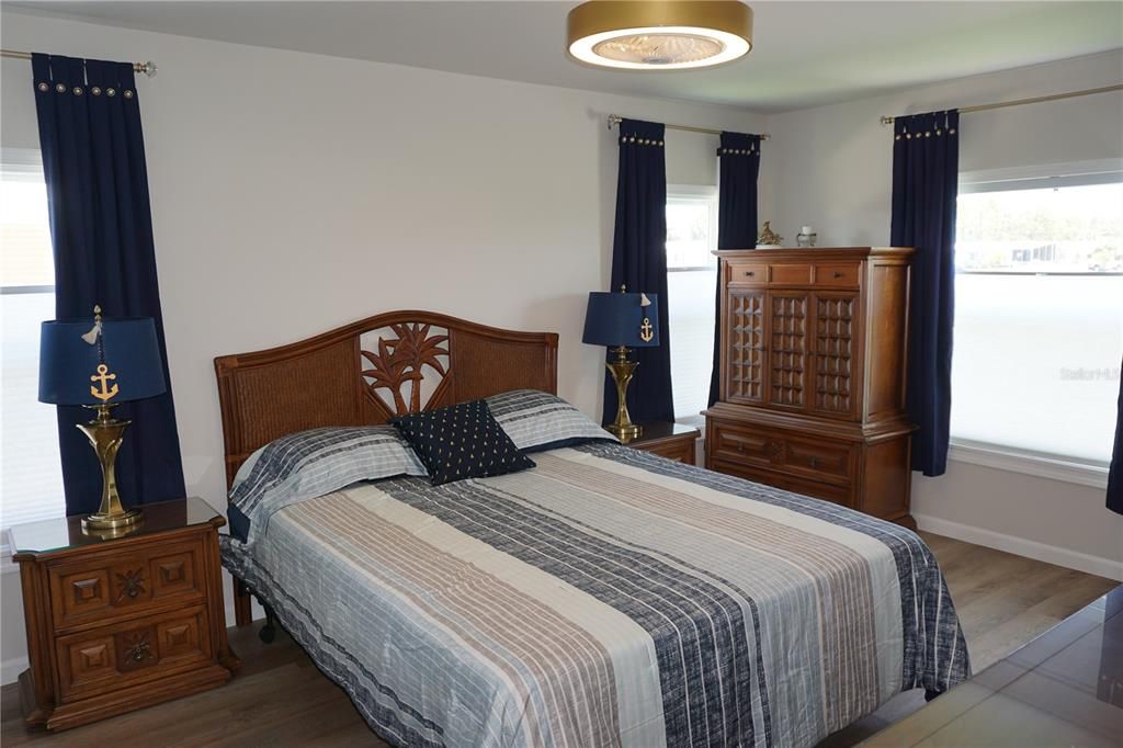 Bedroom, Interior, Pendant Lights, Wood Texture Flooring