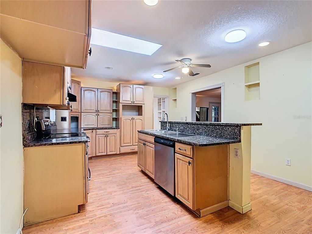 Interior, Kitchen, Recessed Lighting, Wood Texture Flooring
