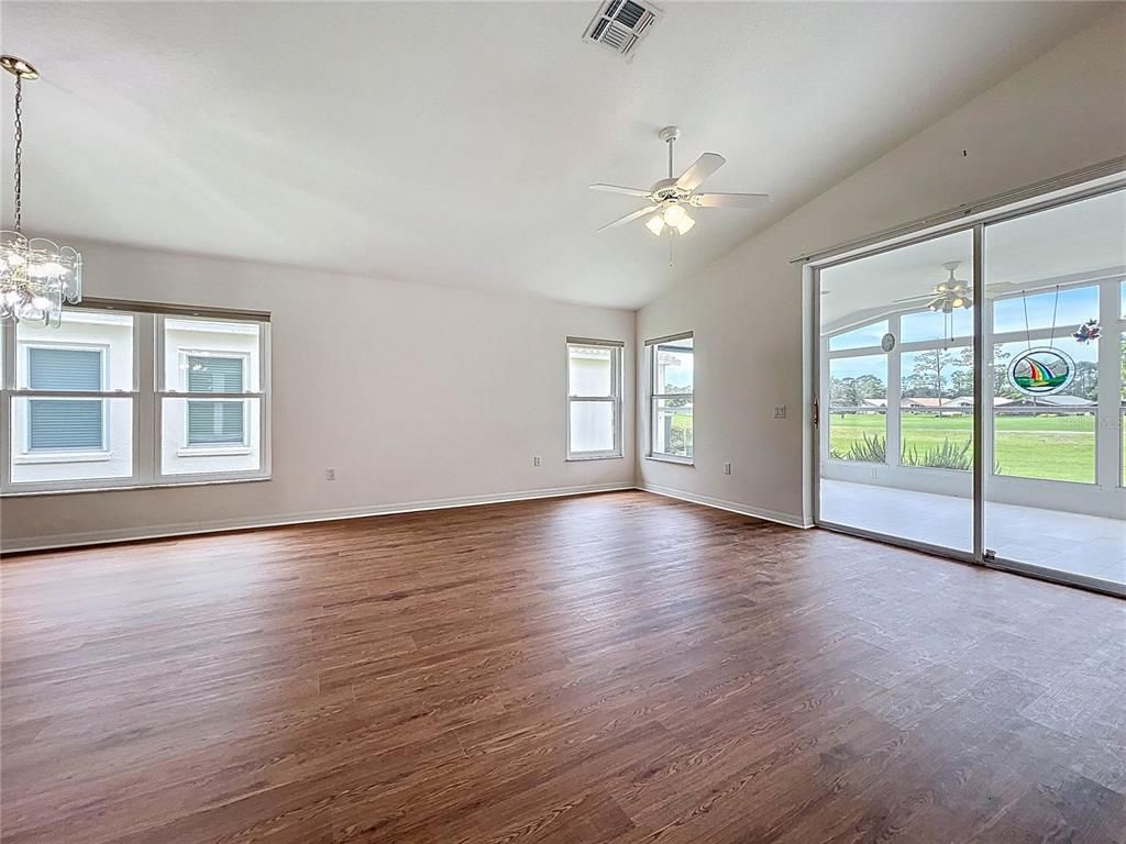 Chandelier, Empty room, Interior, Wood Texture Flooring