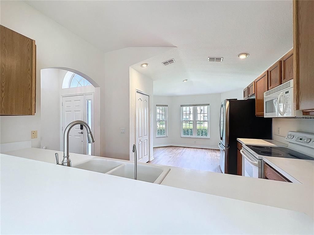 Interior, Kitchen, Recessed Lighting, Wood Texture Flooring