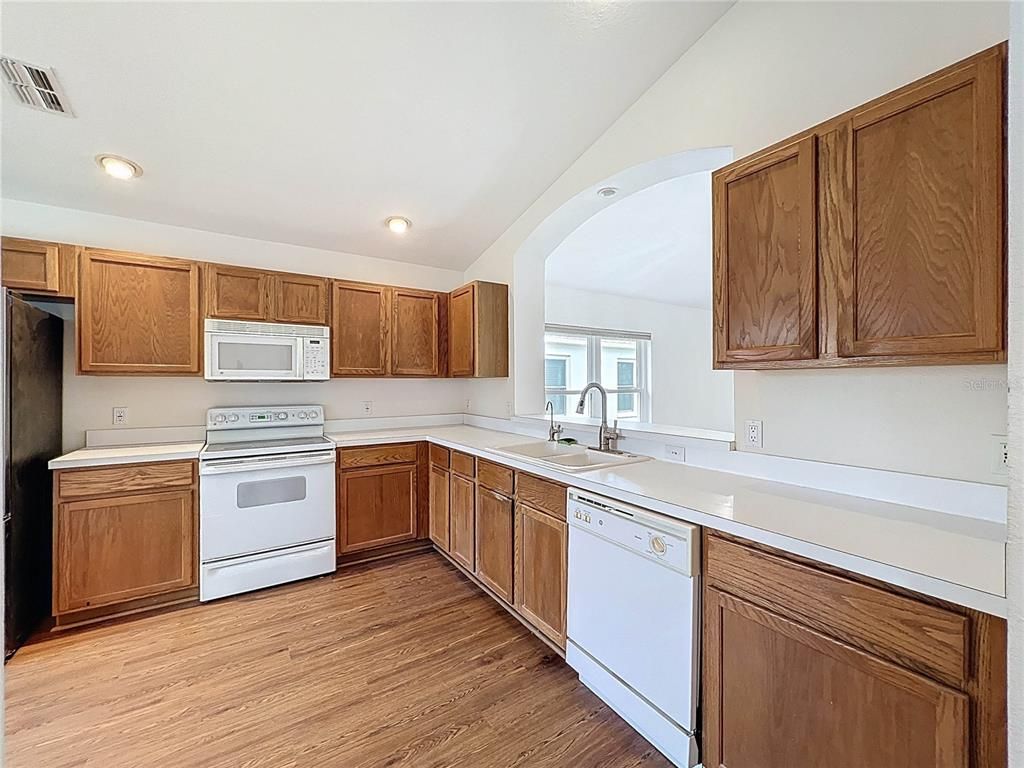 Interior, Kitchen, Recessed Lighting, Wood Texture Flooring