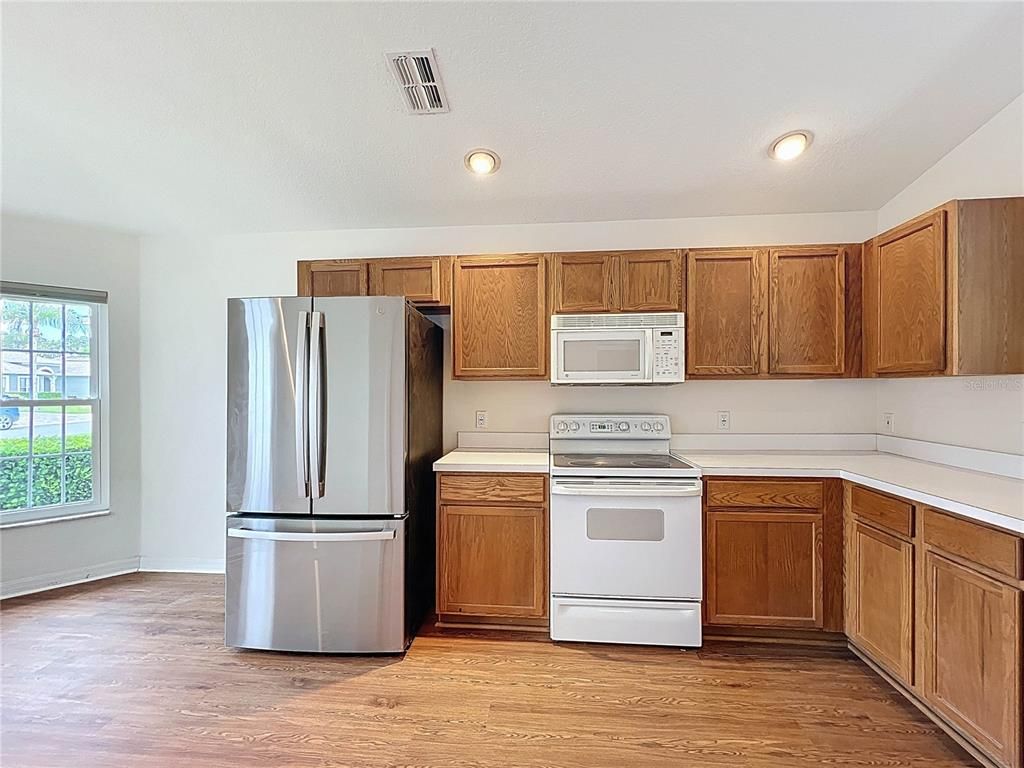 Interior, Kitchen, Recessed Lighting, Wood Texture Flooring