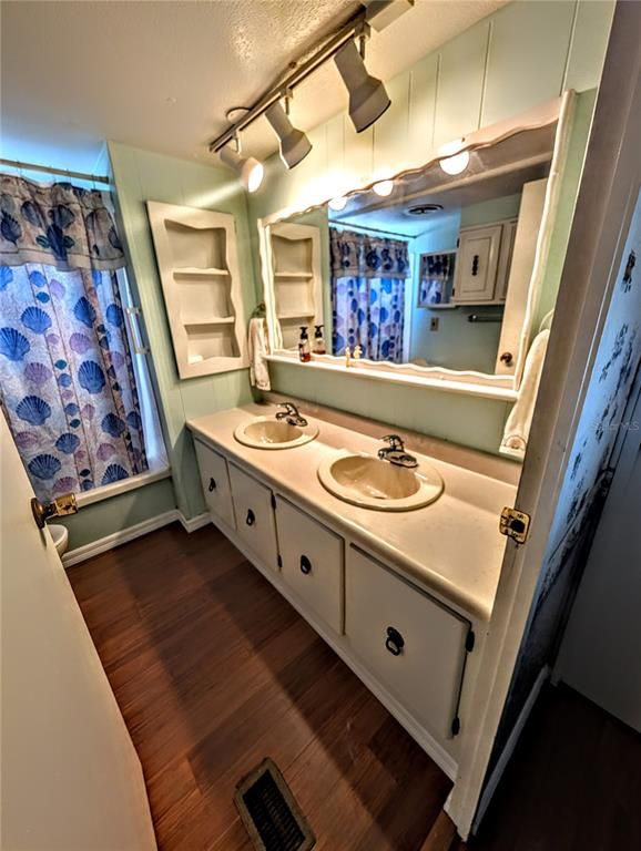 Bathroom, Dual Sink Vanities, Interior, Wood Texture Flooring
