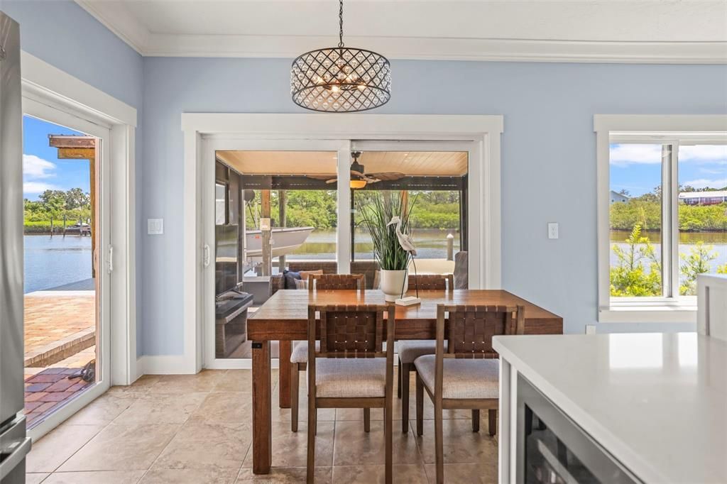 Dining room, Interior, Pendant Lights, Water