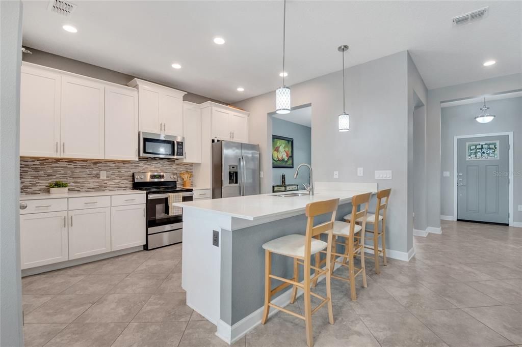 Interior, Kitchen, Pendant Lights, Recessed Lighting, Stainless Steel Appliances