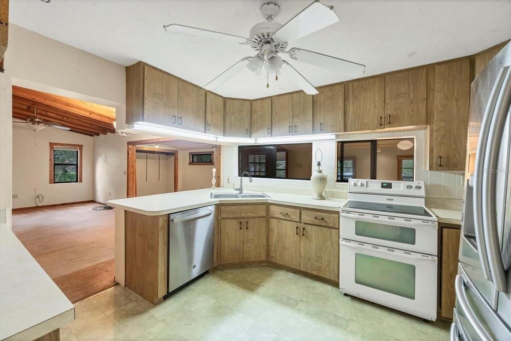Interior, Kitchen, Stainless Steel Appliances, Wood Texture Flooring
