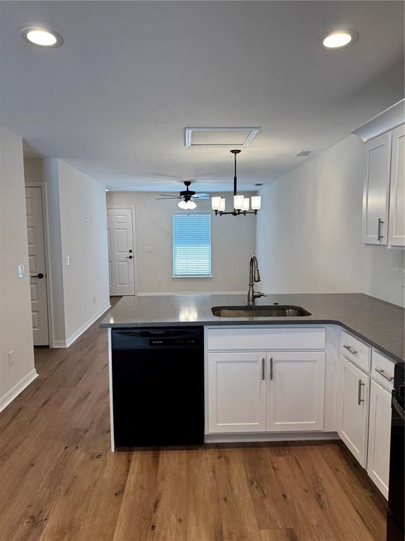 Chandelier, Interior, Kitchen, Recessed Lighting, Wood Texture Flooring