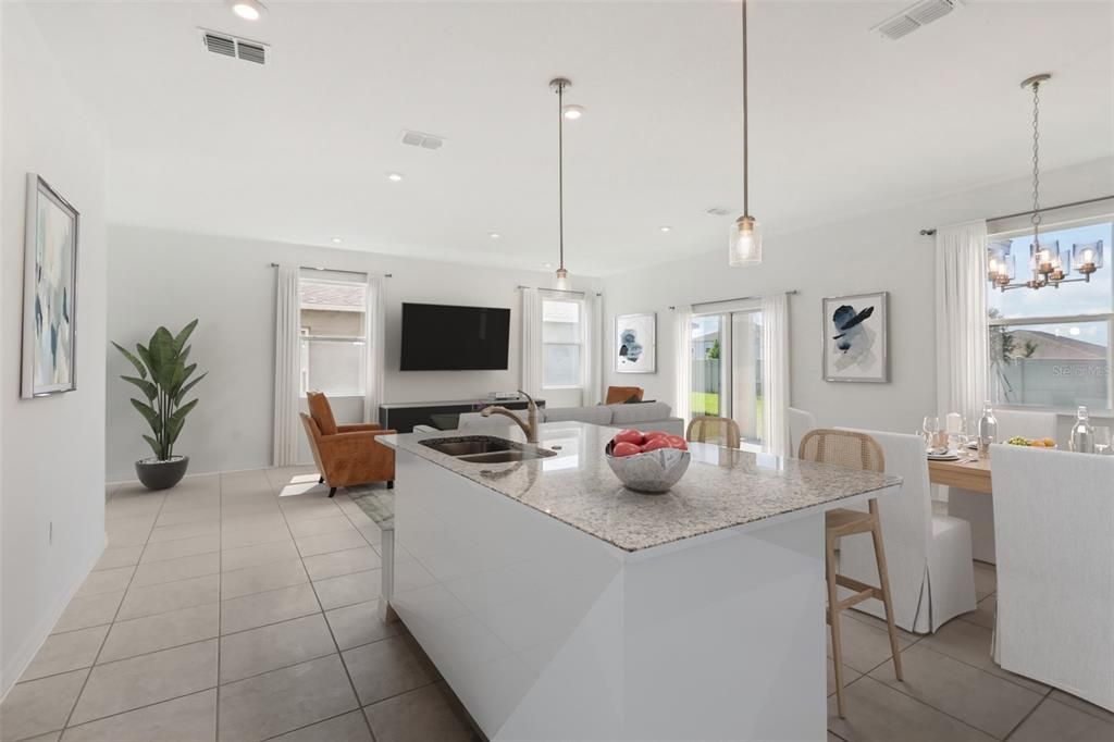 Dining room, Interior, Living room, Pendant Lights, Recessed Lighting