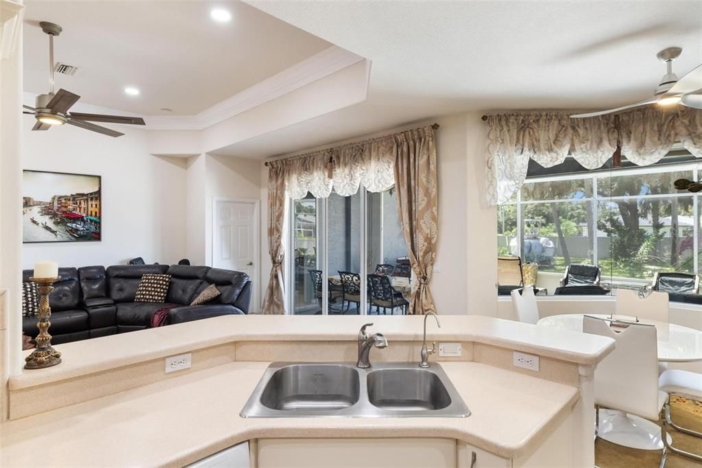 Dining room, Interior, Kitchen, Living room, Recessed Lighting