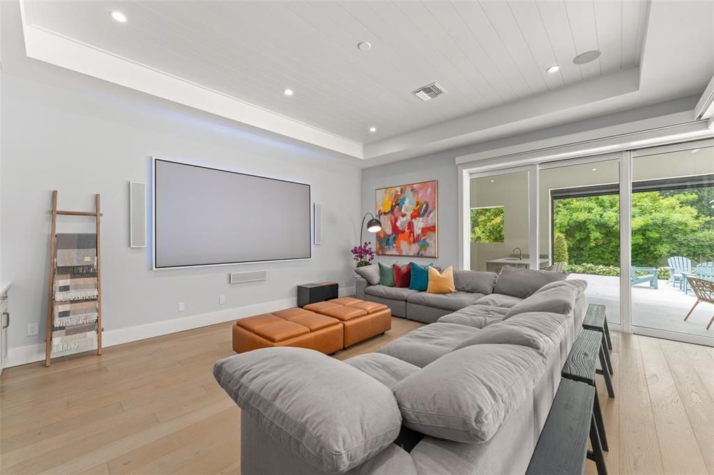Interior, Living room, Recessed Lighting, Wood Texture Flooring