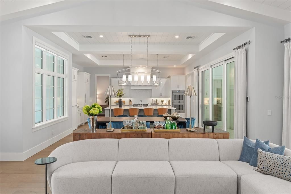 Interior, Kitchen, Living room, Pendant Lights, Recessed Lighting, Stainless Steel Appliances, Wood Texture Flooring