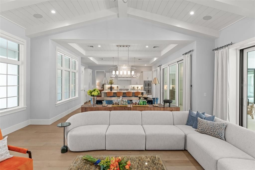 Dining room, Interior, Kitchen, Living room, Pendant Lights, Recessed Lighting, Wood Texture Flooring