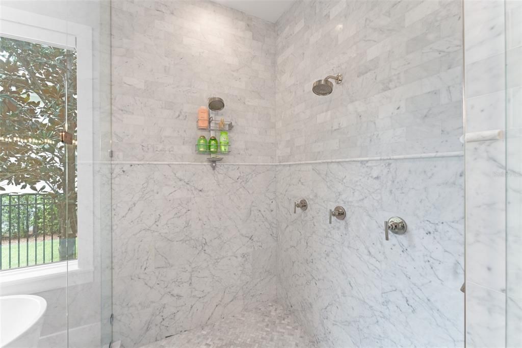 Bathroom, Glass Shower, Interior, Marble Walls